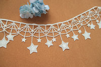 2 Yards of 11cm Width Hanging Curtain Beeds Stars Sewing Embroidery Lace Embellishment Fringe Tassel