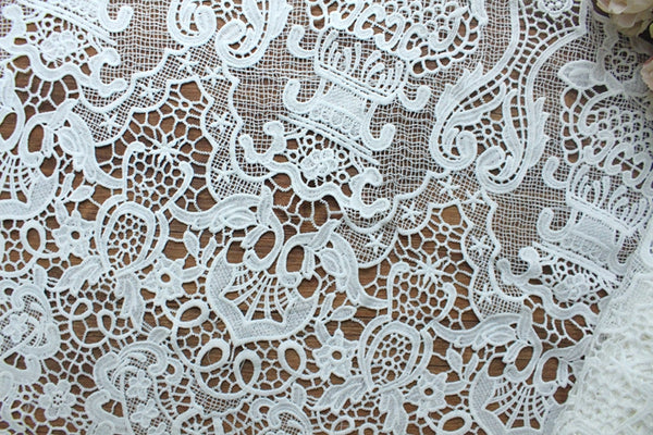 45cm Width x 180cm Length Classical Water Soluble Floral Embroidery Lace Fabric Trim