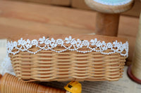 5 Yards of 1.7cm Width Exquisite Flower and Beads Embroidery Lace Trim