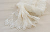 2 Yards of 25cm Width Double-Row Embroidery Floral Lace Fabric Trim Beige