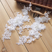 1 Pair of Wedding Bridal Dress Floral Lace Applique