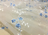 53” Width Organza Bilateral Symmetrical Jacquard Floral Lace Embroidered Fabric by The Yard