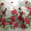 51” Width 3D Floral Rose Embroidery Organza Lace Fabric by the Yard