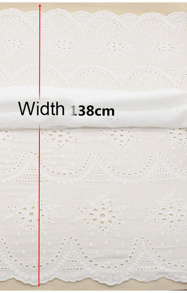 Floral Embroidered Cotton Eyelet - White - Fabric by the Yard