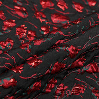 55” Width 3D Jacquard Weaving Brocade Red Floral Bud Fashion Fabric by the Yard