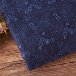 125cm Width x 95cm Length Premium Thick Floral Embroidery Cotton Fabric (Blue)