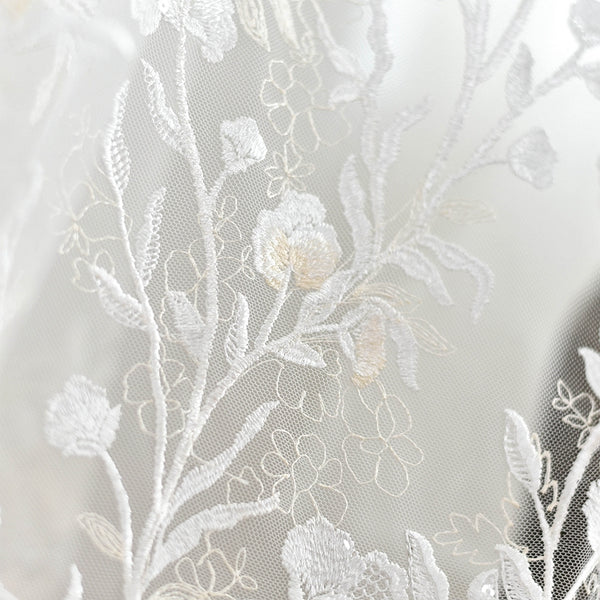 130cm Width x 95cm Length Premium Flower Embroidered Wedding Bridal Dr –  iriz Lace