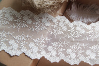 3 Yards of 13cm Width Plum Flower Embroidery Lace Trim