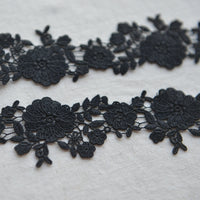 2ヤードのプレミアムフローラル刺繍縫製装飾レースリボン