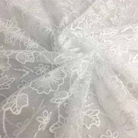 130cm Width x 95cm Length Premium Vine and Flower Embroidery Diamond Tulle Net Lace Fabric