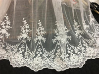 プレミアムブランチフラワーコットン刺繍レース生地（幅105cm） 