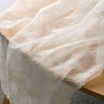 135cm Width x 95cm Length Premium Organza Floral Embroidery Lace Fabric Beige
