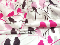 140cm Width x 95cm Length Premium Birds on Branches Silk Fabric
