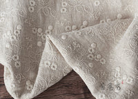 125cm Width Thick Floral  Embroidery Cotton Linen Fabric  by the Yard