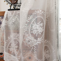 106 inches Width Vintage Floral Embroidery Lace Curtain Veil Panel by The Yard