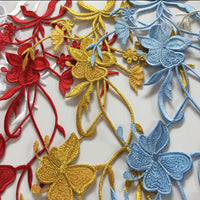 55cm  x 17cm Vine Butterfly Floral Embroidery Lace Emblem Lace applique