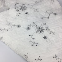 130cm Width Length Black and White Floral and Vine Embroidery Fabric by the Yard
