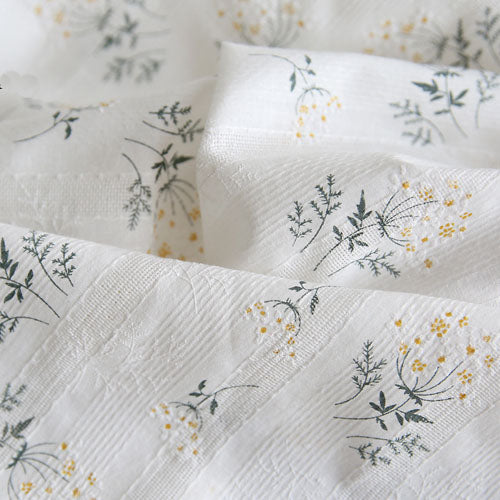 55 インチ幅小さな黄色の花の刺繍ジャカード綿布生地ヤード