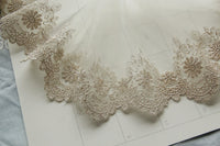 3 Yards of 4” Width Golden Line Daisy Floral Embroidery Lace Fabric Trim