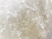 130cm Width Length Vintage Vine Floral Embroidery Cotton Fabric by the Yard