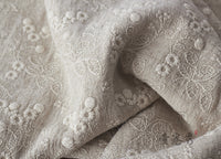 125cm Width Thick Floral  Embroidery Cotton Linen Fabric  by the Yard