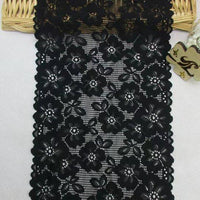 3 ヤードの幅 21 cm の黒の花の刺繍のレースの生地のトリム