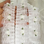 2 Yards of 4cm Width Pure White Embroidery Lace Fabric Trim with 3D Flowers