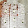 2 Yards of 4cm Width Pure White Embroidery Lace Fabric Trim with 3D Flowers