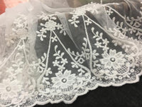 プレミアムブランチフラワーコットン刺繍レース生地（幅105cm） 