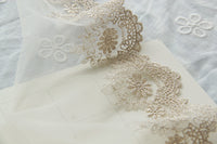 3 Yards of 4” Width Golden Line Daisy Floral Embroidery Lace Fabric Trim