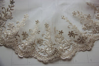 3 Yards of 16cm Vintage Golden Line Floral Branch Embroidery Lace Fabric Trim
