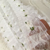 2 Yards of 4cm Width Pure White Embroidery Lace Fabric Trim with 3D Flowers