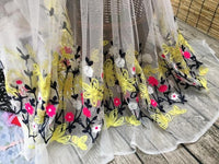 140cm Width Vine Floral Eembroidery Lace Fabric by the Yard