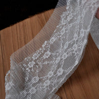 3 Yards of 17cm Width Pleated Ruffle Lace Trim with Floral Embroidery