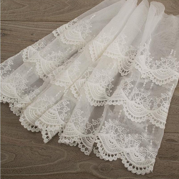 15” Width Vintage 3-Tiered Floral Embroidery Lace Fabric Skirt Hem by ...