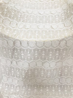 49” Width 3D Parallel Floral Embroidery Cotton Fabric by The Yard