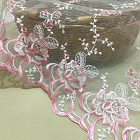 53” Width Organza Bilateral Symmetrical Jacquard Floral Lace Embroidered Fabric by The Yard