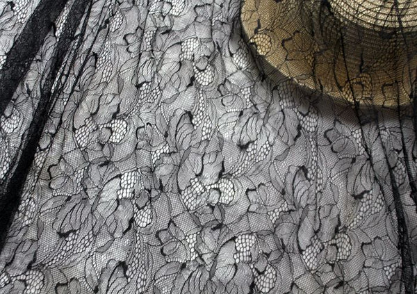 59” Width Abstract Hollow Cut Black Lace Fabric by the Yard – iriz