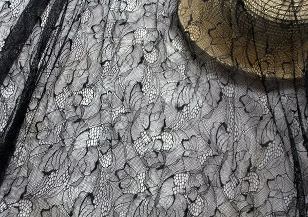 59” Width Abstract Hollow Cut Black Lace Fabric by the Yard – iriz Lace