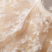 135cm Width x 95cm Length Premium Organza Floral Embroidery Lace Fabric Beige