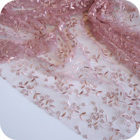 51” Width Premium Fine Vine Floral Embroidery Lace Fabric by The Yard