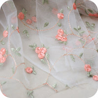 130cm Width Floral Pattern Embroidery Lace Fabric by the Yard