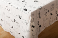 150cm Width x 95cm Length Cartoon Birds Sketch Abstract Birds Print Cotton Linen Fabric