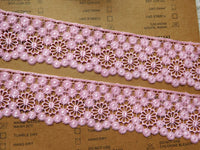 幅 5cm の 5 ヤード プレミアム 中空アウト フローラル 刺繍 縫製 装飾 レース トリム ピンク
