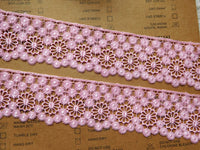 5 Yards of 5cm Width Premium Hollow-out Floral Embroidery Sewing Embellishment Lace Trim Pink