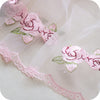 3 Yards of 42cm Width Pink Rose Floral Embroidery Organza Lace Fabric