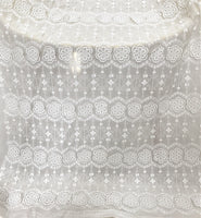 49” Width 3D Parallel Floral Embroidery Cotton Fabric by The Yard