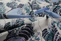140cm Width Japanese The Great Wave Print Cotton Fabric by the Yard