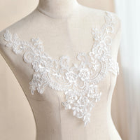 1PC of V Shape Floral Embroidery Bridal Wedding Dress Collar Chest Lace Patches Applique