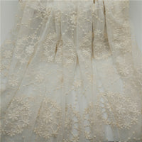 130cm Width Vintage Daisy Geometric Flower Pattern Embroidery  Lace Fabric by the Yard